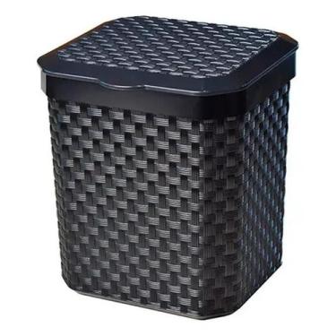 Imagem de Lixeira de Pia Rattan com Tampa Preta 5 Litros - ArqPlast, Preto