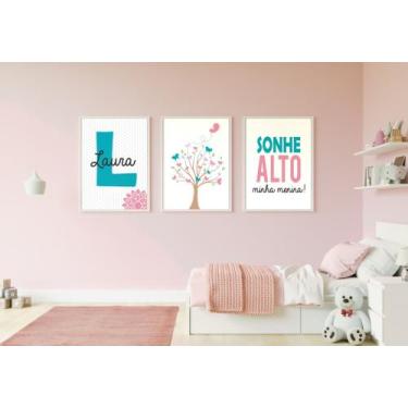 Imagem de Kit 3 Quadros Decorativos Personalizados Infantil Menino  Menina Bebê 