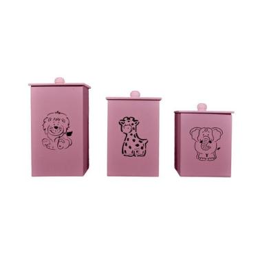 Imagem de Jogo 3 Potes Bebê Novo Safari 2 Mdf Pintado - Atacadão do Artesanato M