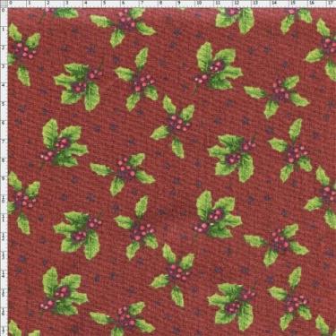 Imagem de Tecido Estampado para Patchwork - Coleção Natal Holly Pequeno Fundo Vi