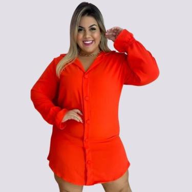 Imagem de Vestido Chemise Plus Size Camisa Manga Longa de Botões 0250 - Bellucy 