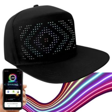 Imagem de Boné Luminoso Festa Personalizável Bluetooth Presente Show Em Material