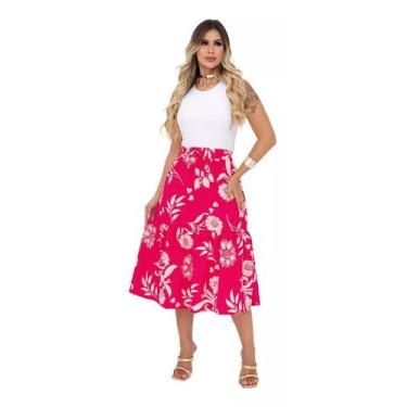 Imagem de Saia Midi Gode Cintura Alta Rodada Moda Evangelica - S16 - CLICK TUDO,