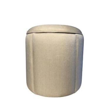 Imagem de Puff Redondo Baú Não é Segredo Debrum Linho Bege 40x45 NS0608