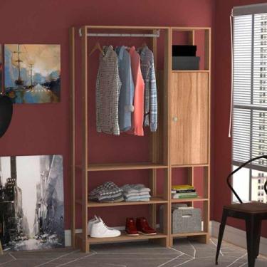 Imagem de Closet com 1 Cabideiro, 1 Porta com 2 prateleias e 6 nichos externos E
