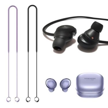 Imagem de Luckvan 2 peças de capa de fone de ouvido de corda antiperda para Galaxy Buds Pro pontas auriculares de substituição para fones de ouvido Samsung Galaxy Buds Pro preto + roxo