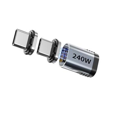 Imagem de Tciogrxp Adaptador USB C magnético de 240 W 90 graus com 4 pontas de conector, adaptador USB-C 1 pacote, 24 pinos (extensor USB C magnético de 2 plugues, USB4 40Gbps 8K 60Hz compatível com Thunderbolt
