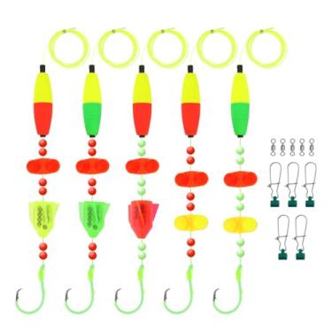 Imagem de Conskyee Plataformas de peixe-gato, flutuadores de equipamento de pesca com cascavel giratório, equipamento Santee Cooper para pesca de peixe-gato 8/0 anzóis circulares (18 kg, pacote com 5)