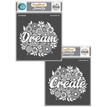 Imagem de Estênceis de sonho para diários artísticos CrafTreat – Criação floral de sonhos e flores – 2 peças – 15 x 15 cm – Crie estênceis mistos – Estênceis florais para pintura em madeira reutilizável