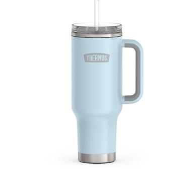 Imagem de THERMOS Caneca com suporte de copo de aço inoxidável - 1,134 g, geleira - copo isolado com tampa e canudo, além de trava deslizante resistente a vazamentos