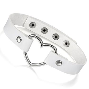 Imagem de Rofusn Gargantilha feminina vintage de couro com coração gótico, colar de joias Emo com gola punk para mulheres e meninas, Metal, outro