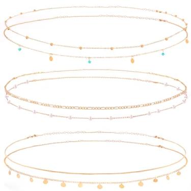 Imagem de 6 peças, corrente de cintura dourada, corrente corporal, corrente de barriga, joia para mulheres, corrente de corpo de ouro, corrente de cintura para mulheres, biquíni ajustável, cinto de corrente de