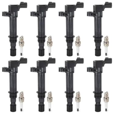 Imagem de HAYIAUTO conjunto de 8 bobinas de ignição pacote uf270 e 7092 velas de ignição de irídio compatíveis com dodge ram 1500/dakota/durango, para jeep grand cherokee/commander, mitsubishi raider v8 4.7l