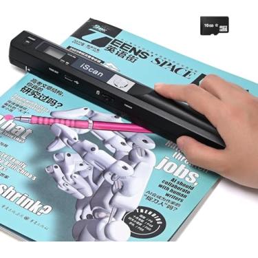 Imagem de WQV Scanner de documentos A4, scanner de fotos portátil com cartão de memória de 16 GB, 900DPI, JPG, PDF, USB, Preto/branco