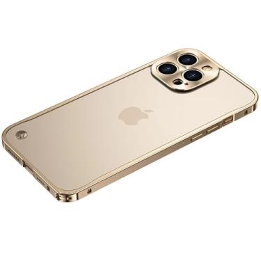 Imagem de Capa Armor Metal Frame Matte para iPhone 13 14 15 16 Pro Max 12 Mini 14 Plus 15Pro 14Pro IPone 16Pro, dourada, para iPhone 16 Plus