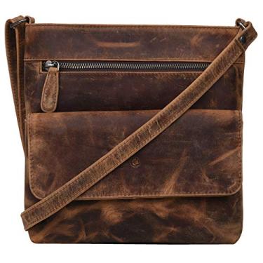 Imagem de ANTONIO VALERIA Presente para o Dia das Mães Piper Bolsa tiracolo de couro, Marrom caçador, Medium, Bolsa transversal