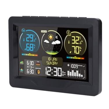Imagem de Termômetro Interno Externo, Estação Meteorológica para Uso Interno e Externo Com Tela Colorida Profissional, Relógio Meteorológico Sem Fio Com Temperatura e Umidade