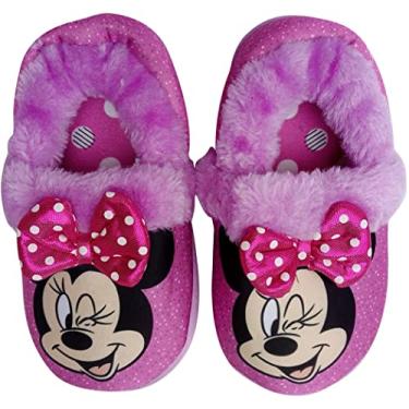Imagem de Disney Chinelos de pelúcia 3D da Minnie Mouse para meninas (rosa/roxo. numérico_7)