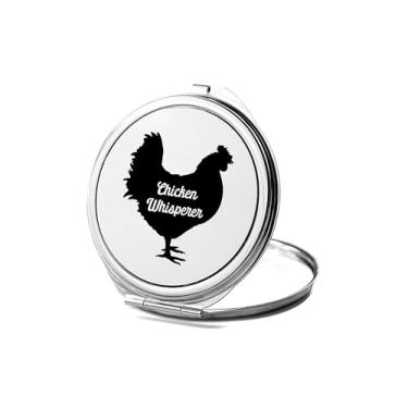 Imagem de SpreadPassion Espelho compacto Chicken Whisper, presente de sussurro de galinha, espelho fotográfico de sussurro de galinha, espelho de maquiagem de viagem pequeno espelho portátil, espelho de bolso
