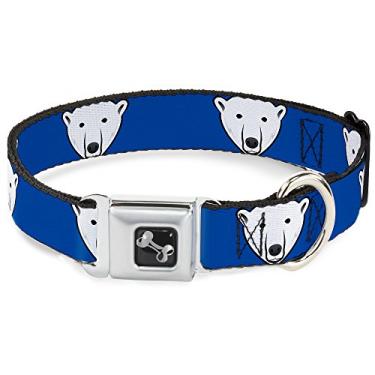 Imagem de Coleira para cachorro com fivela de cinto de segurança urso polar bigode real 40 a 58 cm 3,8 cm de largura
