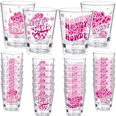 Imagem de Sliner Pacote com 24 copos de plástico para festa de despedida de solteira de vaqueira Lets Go Girls Western Cowgirl Decorações de festa lembrancinhas de despedida de solteira para festa de casamento