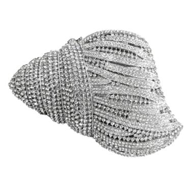 Imagem de DEBIMY Bolsa clutch feminina com strass Conch para noite, novidade, cristal, festa, coquetel, festa, brilhante, bolsa de mão, Prata