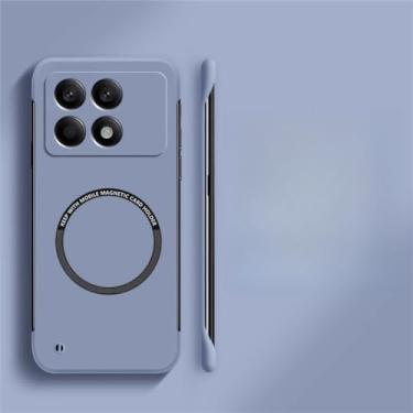 Imagem de Capa de telefone sem moldura magnética ultra fina, pc duro, para xiaomi poco x6 pro f3 f4 f5 pro, capa sólida fosca de cor pura, cinza, para poco f5 pro