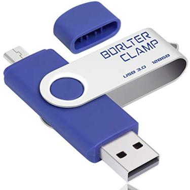 Imagem de BorlterClamp USB 3.0 Flash Drive Memória Stick de duas portas, OTG Swivel Pen Drive com Micro USB Drive Port para tablets e computadores Android, blue-128GB, 128GB