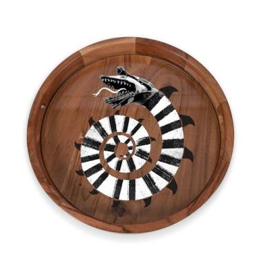 Imagem de Toscana Bandeja de barista com inserção de vidro, tábua de queijo, travessa de servir com alças, 33,4 x 33,4 x 2, Warner Bros Beetlejuice - Sandworm - Madeira de acácia