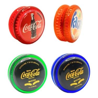 Imagem de Kit Profissional de Yo-Yo com 4 Unidades - Modelos Rolamento e Fixo (Ioio/Yo-Yo) (Coca/Fanta/Coca Verde/Coca Azul)