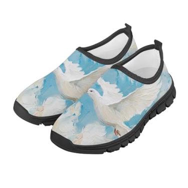 Imagem de GOSTONG Tênis infantil leve para corrida Sheos mocassins macios antiderrapantes casuais esportivos para caminhada tamanho 11-15, Pombo com pintura a óleo, 14.5 Little Kid