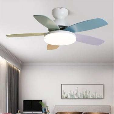 Imagem de Ventilador de teto com iluminação LED de estilo moderno nórdico, simples, ideal para sala de estar, restaurante,quarto e quarto infantil(1 unidade) (Estilo 13)