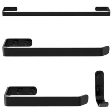 Imagem de Kit Porta Toalhas de Banho e Rosto, Preto Fosco, 4 Peças, Aço com Pintura Eletrostática, 53cm/23cm/11,7cm/6cm