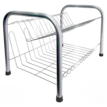 Imagem de Escorredor De Louças Versátil Duplo Secador Copos 13 Pratos 2 Andares(Cromado)