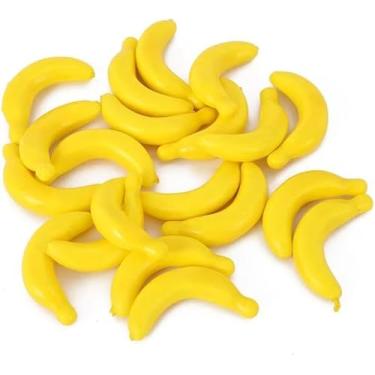 Imagem de 20 peças de mini banana falsa amarela, vegetais de espuma, frutas como enfeite de festa em casa, adereços para fotografia, adereços de simulação de frutas para liquidificadores e esponjas de