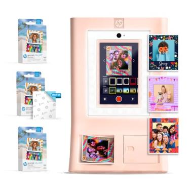 Imagem de HP Sprocket Photo Booth Machine Instant Color Photo Printer (rosa) Pacote de papel + papel fotográfico Zink 8,9 x 10,8 cm Zink adesivo (310 folhas)