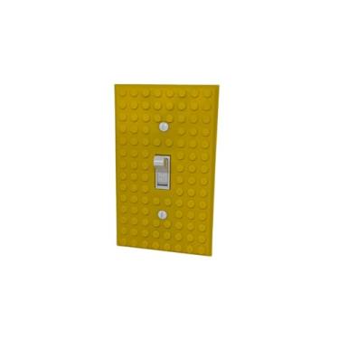 Imagem de Designz3D Placa de parede de tijolo, capa de interruptor de luz única para quarto infantil, sala de jogos, 1 gangue (amarelo)