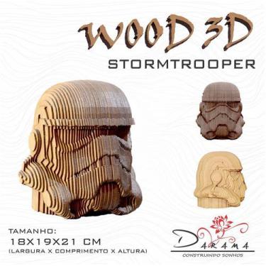 Imagem de  Quebra cabeças 3D Cabeça Enfeite Star Wars Storm Trooper Busto MDF 3m