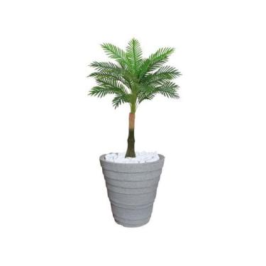Imagem de Planta Artificial Árvore Palmeira Real Toque 1,2m kit + Vaso Redondo D