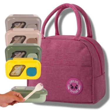 Imagem de Kit Bolsa Térmica + Pote Térmico Feminina Masculina Lancheira Porta Ma