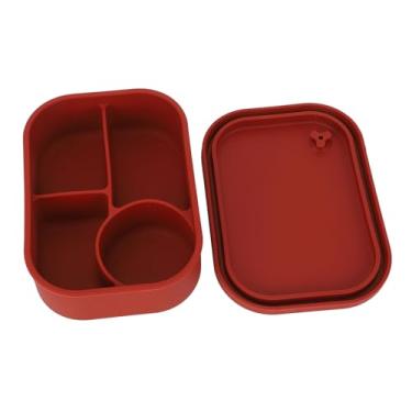 Imagem de Lunch Box Snack Contêiner, Dividido Bentos Snack Box Grade Silicone Vent Design Reutiliza Reutionable Prep Lunch Rechaner 4 Compartamentos Recipiente de Armazenamento de