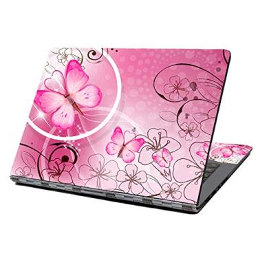 Imagem de Adesivo adesivo para laptop de 12 polegadas 13 polegadas 13,3 polegadas 14 polegadas 15,4 polegadas 15,6 polegadas 15,6 polegadas capa protetora para laptop Toshiba Hp Samsung Dell Apple Acer Leonovo Sony Asus notebook (borboletas rosa e flores)