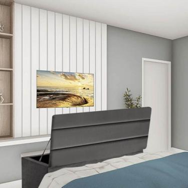 Imagem de Calçadeira Baú Recamier Estofada Cama King 190cm Argentina Suede Cinza