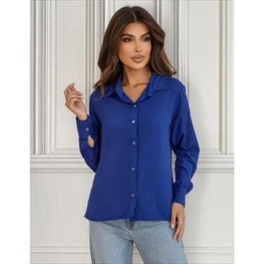 Imagem de Camisa feminina social manga longa para look alfaiataria presente ideal-Feminino