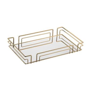 Imagem de Bandeja Multiuso Hara Luiza Retangular 51,5 x 31,5 cm, Dourado