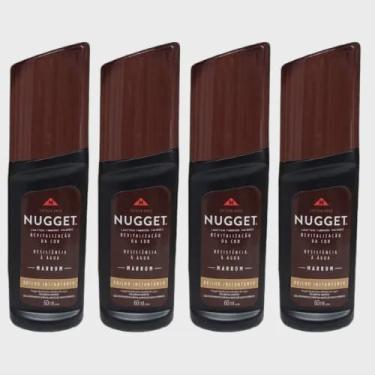 Imagem de Polidor de Sapato Líquido Nugget Marrom Graxa 4u Frasco 60ml