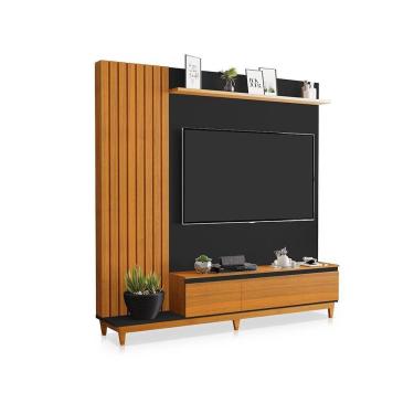 Imagem de Home Frisado Roma Para Tv Até 65 Polegadas Preto Freijó