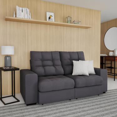 Imagem de Sofá 3 Lugares Retrátil e Reclinável Estrasburgo Suede Grafite