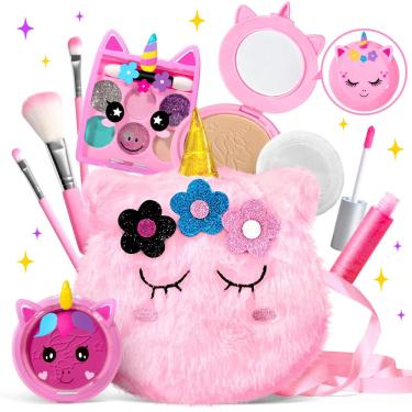 Imagem de Kit de maquiagem uloveme Kids lavável para meninas de 4 a 6 anos com bolsa de moedas