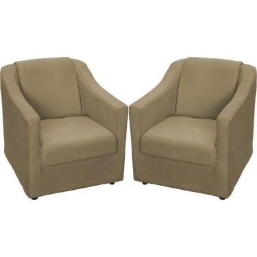 Imagem de Kit 2 Poltronas Mila Pé De Plástico Cromado - Nude Suede